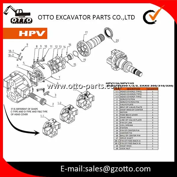 Hot Selling Excavator Parts HPV102 Ex200-5 Ex200-2 Ex200-3 Hydraulic Main Pump