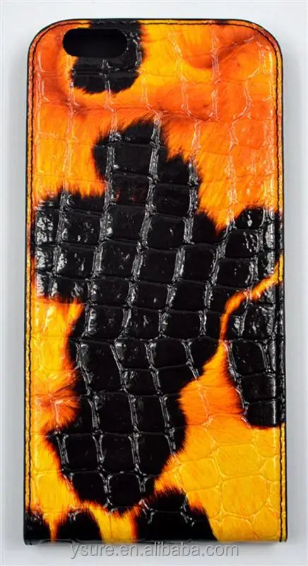 Yellow Crocodile Pattern Top Grade Flip Wallet Leather Phone Case For LG G Flex 2 With Plaid Pattern Lining