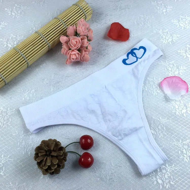 Stock Fashion heart print seamless comfortable elastic Sey Panties Underwear Women Women's Sey Thongs G-string lady Panties Brie