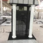 White Tombstone Tombstone Black Granite Black Granite With White Column Asian Style Tombstone And Monument