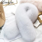 Winter Pure Design Custom Made Fashion Thick Warm Soft Real Blue Fox Fur Plush Neck Warmer Collar Shawl Scarf for Women
