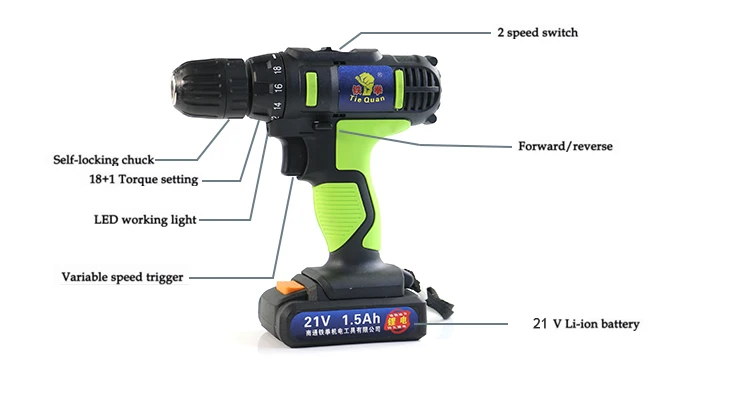 industrial fast charge battery 18 volt cordless drill