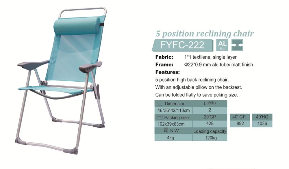 5 position reclining chair adjustable beach chair folding deck