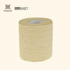 Eco-friendly unbleached bamboo toilet paper customized logo printing standard roll brown color