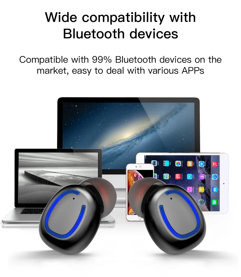 Bluetooth Earphone Mini Stereo Headset In Ear Earbuds Headphone with Microphone Wireless Headst - ANKUX.COM