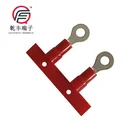 REACH Certified red color RVN1.25-3.5S PC insulated #6 ring terminal on reel