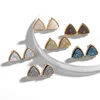 Fancy gold alloy triangle shape shinny glitter resin stud earrings 6colors