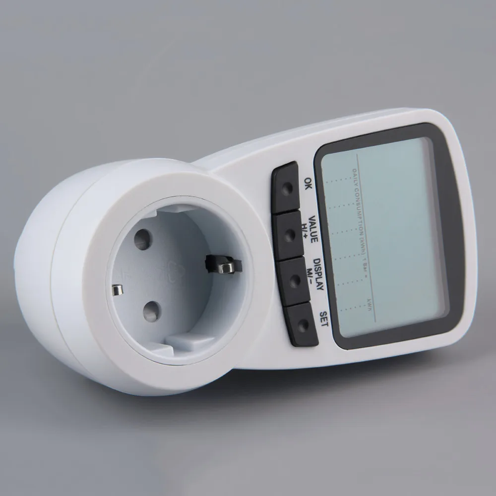 TS-1500 Electronic Energy Meter LCD Energy Monitor Plug-in Electricity Meter for EU Plug Monitor