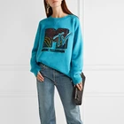 Custom Pullover Crewneck Sequin Embroidered Oversized Sweatshirt Women