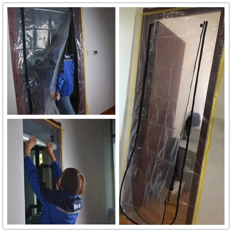 Factory C Form L Shape Construction Dust Barrier Zipper Door With Sewed