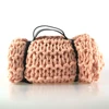 Hot sale portable soft comfortable big size chunky hand knitted blanket