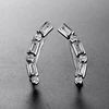Wholesale sterling silver fashion white gold plating jewelry bezel setting cuff earrings