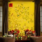 top luxurious wallpaper -100% pure silk with embroidery combine handpainting for classical flowers and birds