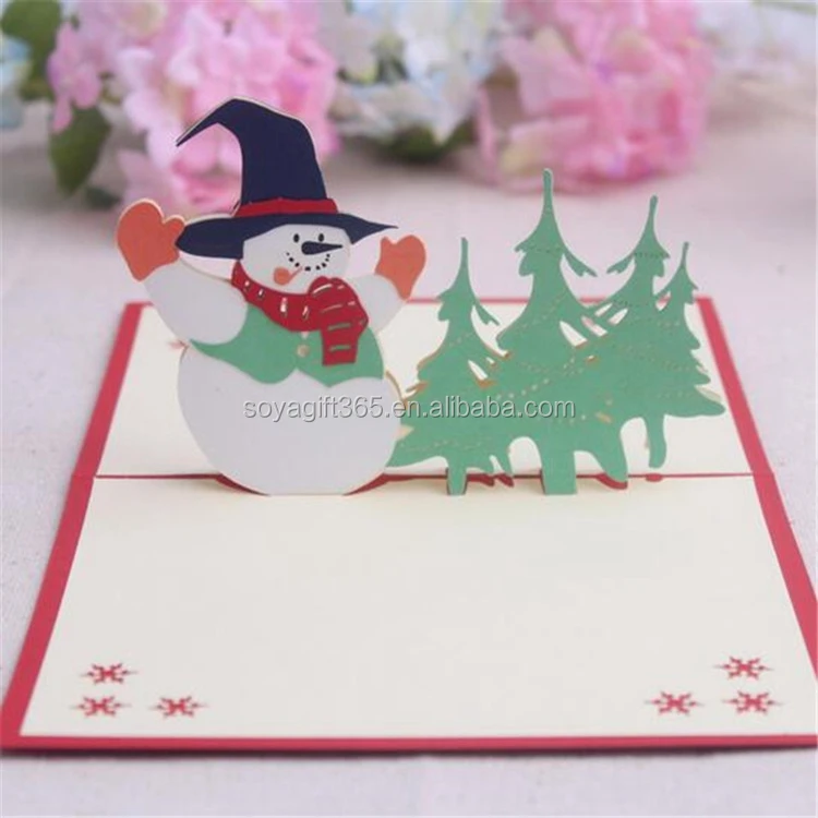 3D Pop Up Рождественская елка Снеговик мультфильм поздравительные открытки