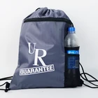 Custom Printed Polyester Gym String Backpack Zipper Pocket Drawstring Bag With Screen Cloth