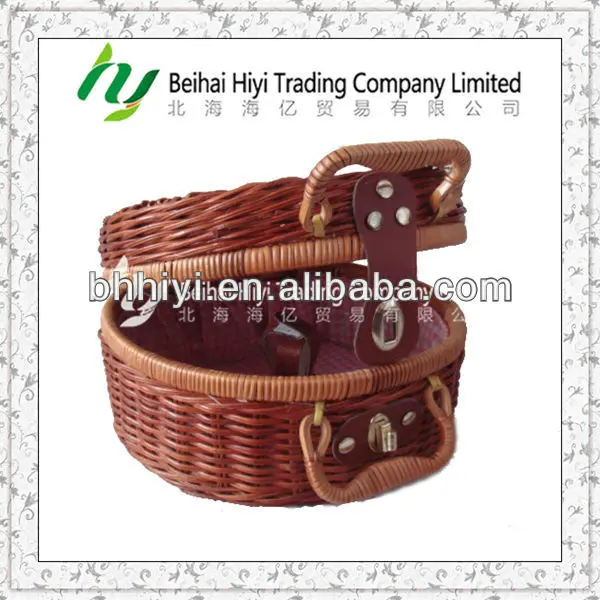 handmade weaving rattan round picnic hamper basket/gift basket