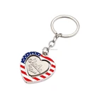 Souvenir Heart Shaped American Flag with Alaska spinning keychain/keyring