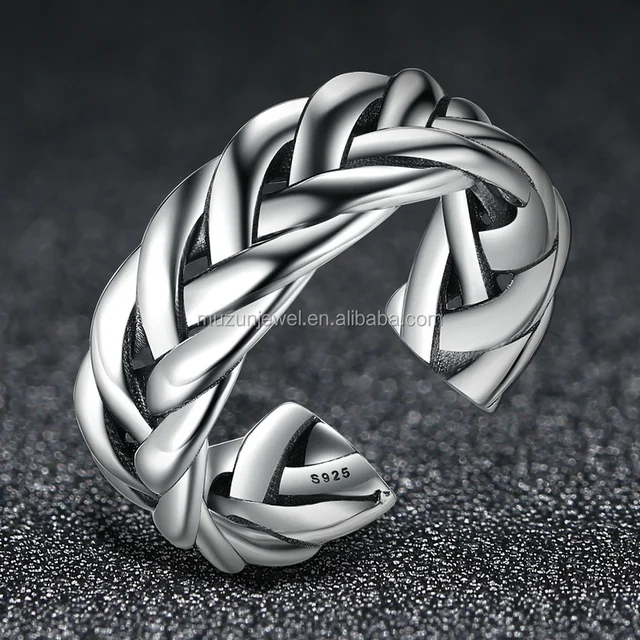 new authentic 925 sterling silver triple twisting braided band