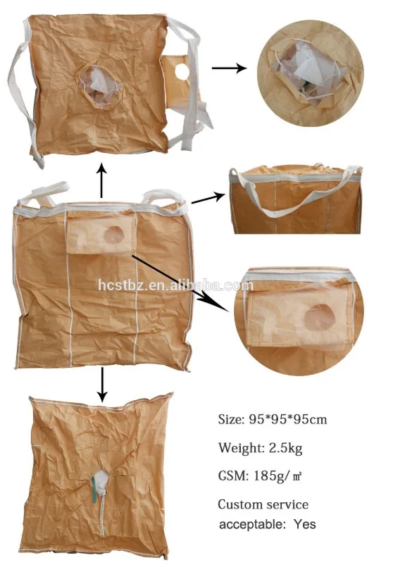 laminated uv treated fibc pp jumbo bag with filling spout and