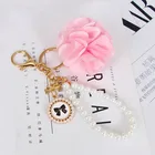 2019 New Design Summer Fashion Cloth Flower Ball Bow Imitation Pearl Imitation Chain Bag Keychain
