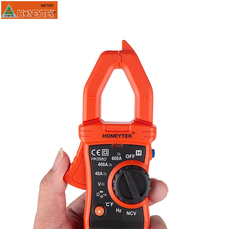 HK588D digital clamp multimeter multimetro display true RMS for accurate AC voltage current Overload protection temperature