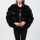 High Quality Custom Clothes Girls Girls black Fox Fur Coat