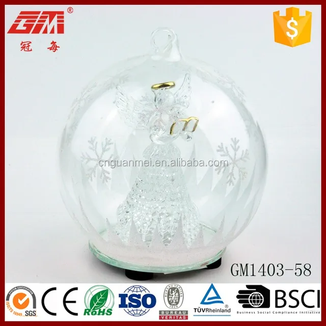 led angel glass ball christmas angel felt handmade ornament