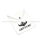 Custom High Quality White Suede Jewelry Pouches With Button Snap