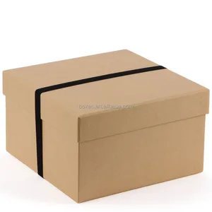 rigid gift box , recycled square natural brown kraft gift box