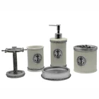 BX Group ocean sea series polyresin bath set accessory with toothbrush holder