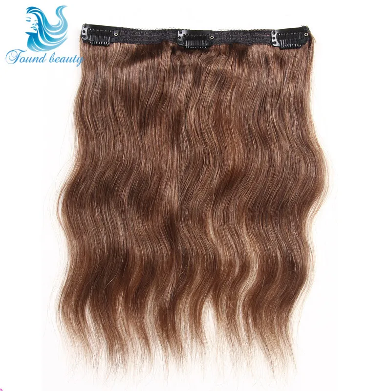 2015 Wavy Clip In Human Hair Extensions Malaysian Body Wave 6pcs #3 Color 12 Inch Full Head Remy Human Hair Clip In Extensions