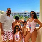 Pink Striped Floral Print family swimsuit kids bathing suits Women kids string bikini family matching swimwear & beachwear