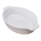 High temperature durable oval ceramic baking dish pan / nonstick bakeware with double handle