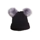 Custom Two Fur Bobble Hats Pom Pom Beanie Baby Kids Thick Warm Knitted Winter Hat