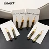 WT-E353 Wholesale simple stick design Natural labradorite earrings, raw fashion gold cap terminated stone labradorite earrings
