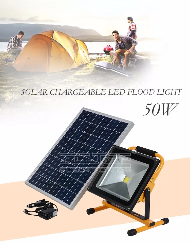 10w 20w 30w 50w  ip65 outdoor waterproof cob rechargeable solar led floodlight