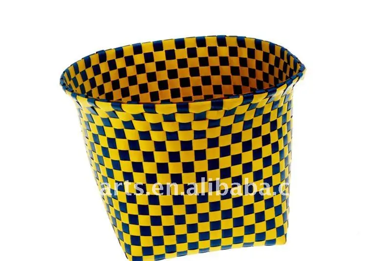 Cesta De Plástico Tejida De Pp Hecha A Mano - Buy Cesta De Plástico