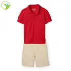 Wholesale Oem Custom Summer Children Unisex School Uniform Set Kids Polo T-Shirt And kid shorts boy khaki