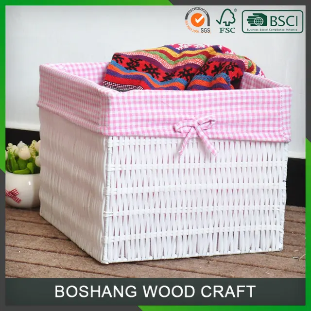 white 100% cotton fabric handmade woven storage basket
