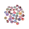 Custom Children'S Clothing Buttons 15Mm/20Mm/25Mm/30Mm 4 Hole Painted Flower Fancy Wooden Buttons