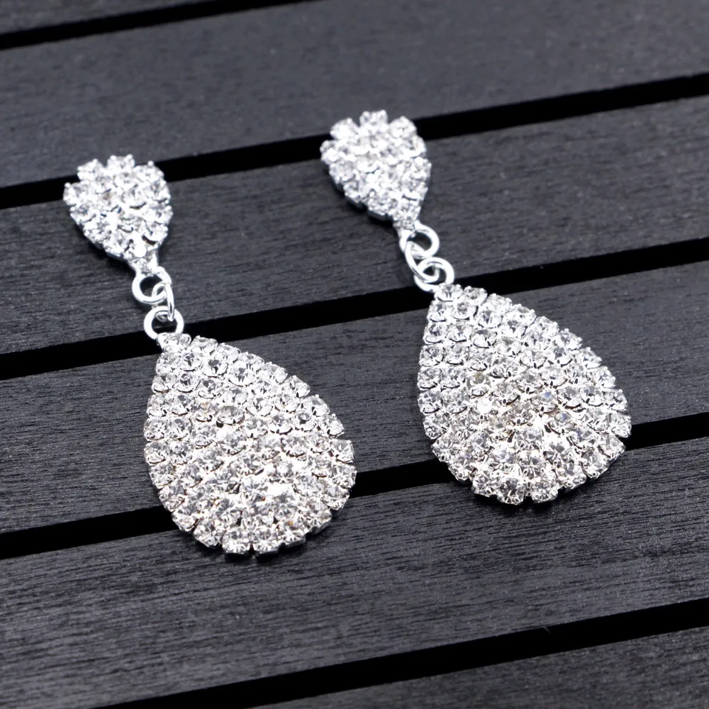 Venda quente Clássico de Noiva Strass Cristal Gargantilha Colar Brincos e Pulseira Conjuntos de Jóias de Casamento Acessórios Do Casamento X164 (3)