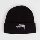 cheap custom wholesale mens solid acrylic knitted beanie hat with embroidery logo