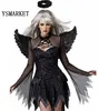 2018 Halloween Party Costume Sexy Corpse Bride Cosplay Dress Mesh Deep V Fallen Angle Cos Dress With Wings E7031