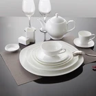 Custom white luxury royal bone china crockery tableware ceramic porcelain dinner set for hotel restaurant