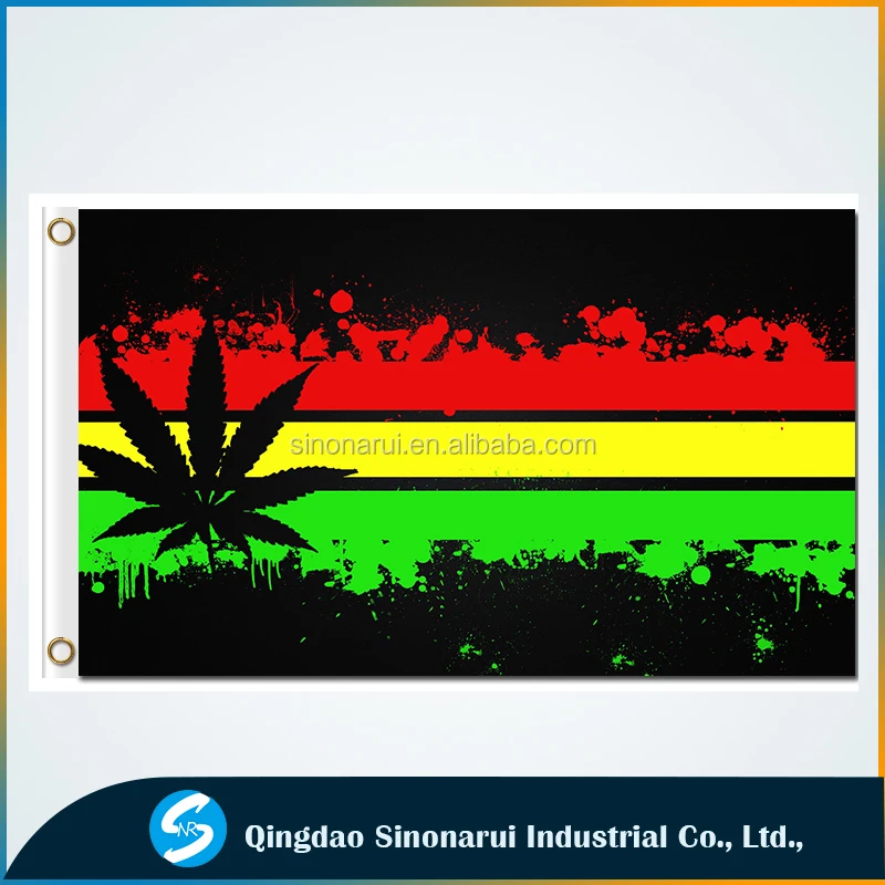 جامايكا الألوان 3x5ft الموسيقى المشارك rasta الريغي الماريجوانا يترك الأعلام