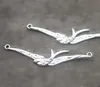 Swallow Bird Connector Charms Antique silver Lovely Opening Wings Swallow Connector Link Charm Pendant 14x60mm