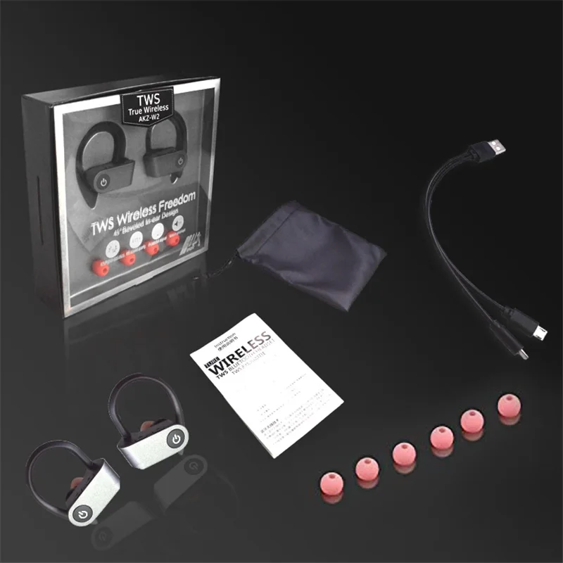 AKZ-W2 TWS Sport Earphones BT5.0 Wireless Headphone Headset Freedom Ear Hook True Wireless Sport Earbud - ANKUX.COM