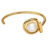 2019 new Hot selling european simple design alloy women bangle rose gold plated pearl Bracelet handmade custom cuff bracelet