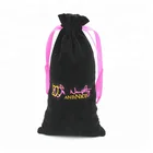 Wholesale custom embroidery logo black big velvet pouch bag for Jewelry Gifts