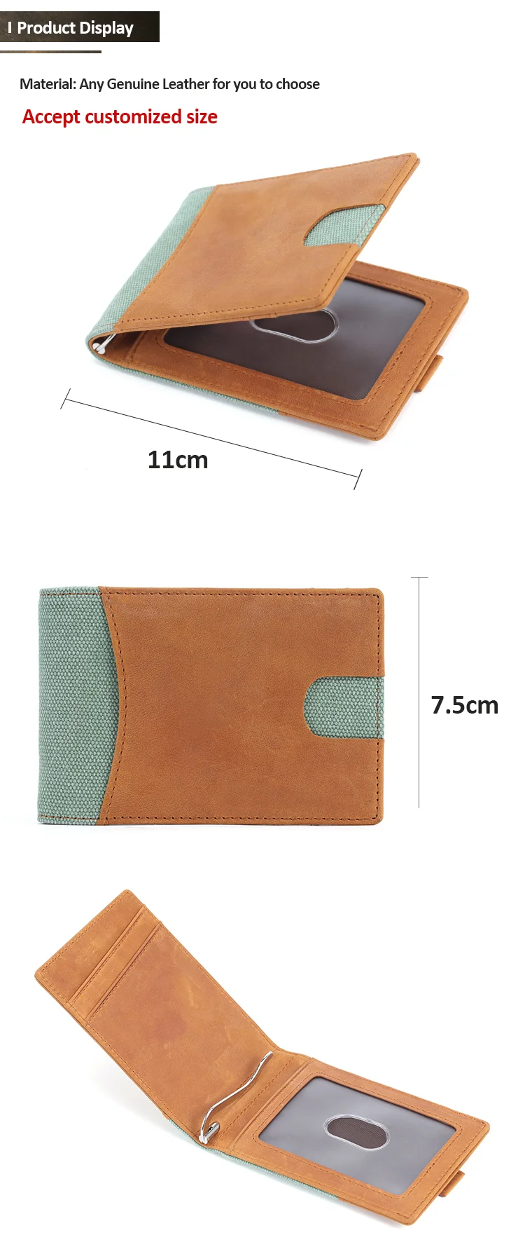 custom multipurpose fashion rfid blocking money clip full grain